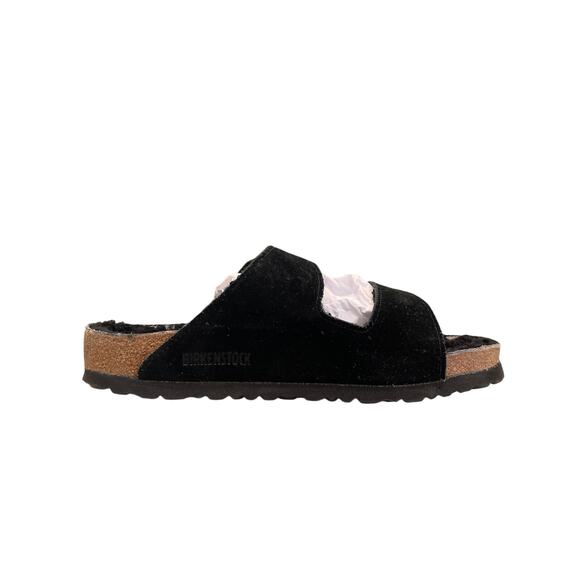 Birkenstock Arizona Shearling Suede Sandals Black W8/M6 - Picture 5 of 8